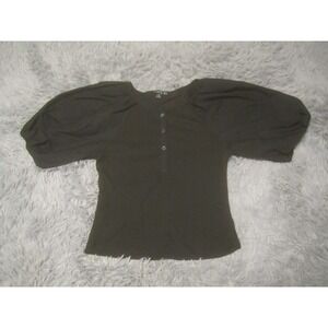 Story On Shirt Womens Medium Black Peplum Short Sleeve Blouse Casual